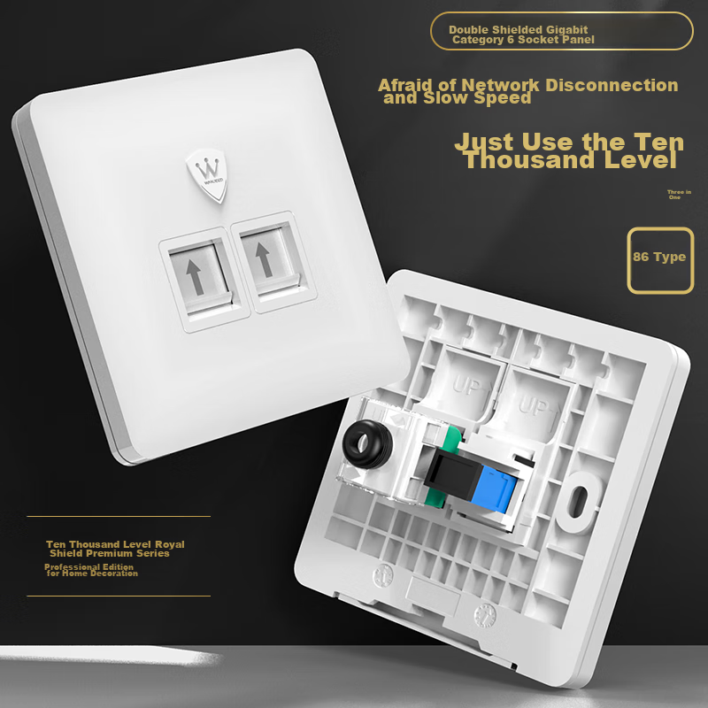 Розетка сетевая WANJEED, категория 6, Gigabit, двухпортовая, белый