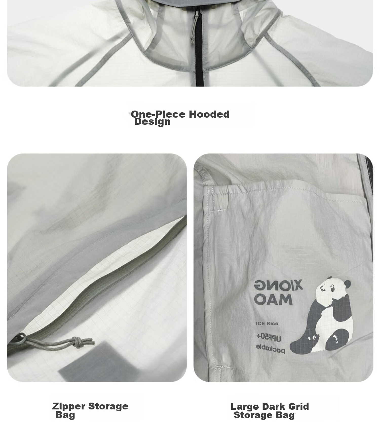 CAMEL Sun Protection Clothing, Cool And Breathable, UPF100+ UV Protection, Sunscreen Garment [Panda Co-Branded Edition] 8022 3XL 34