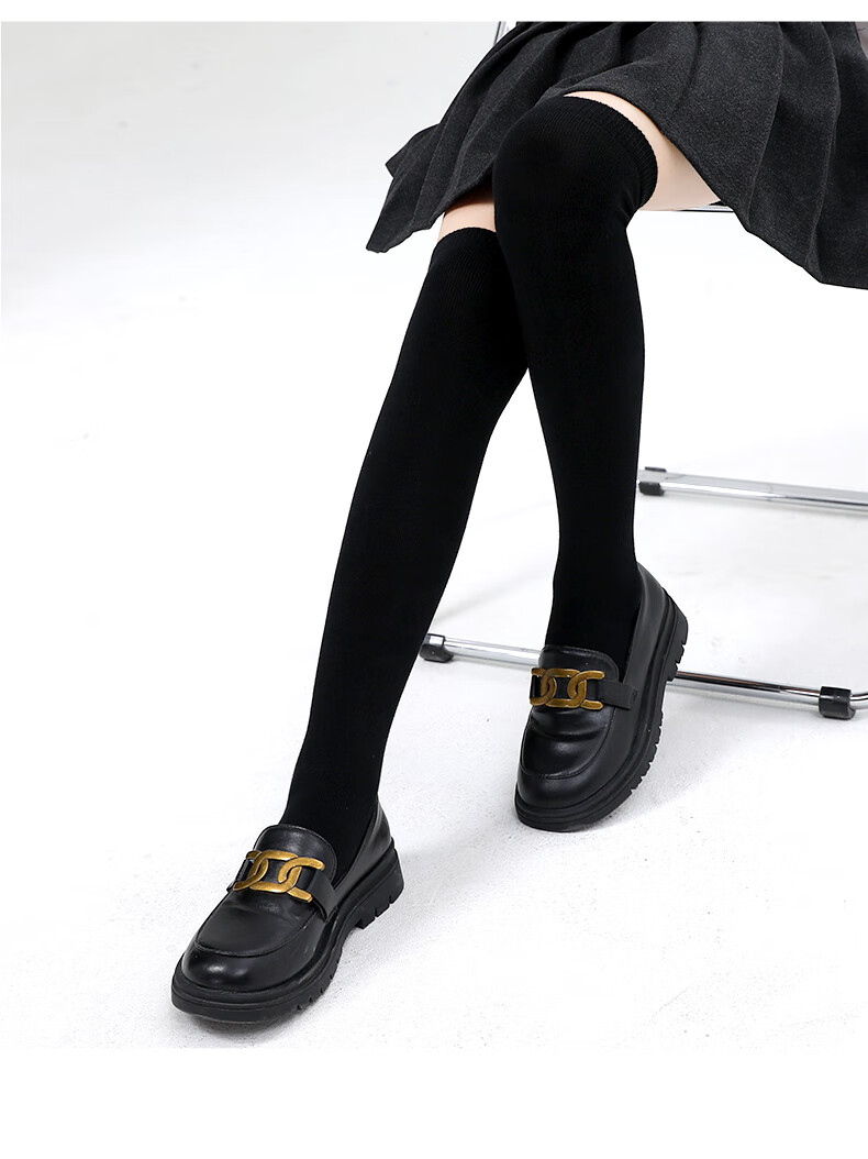 Zhiyouban Girls' Mid-Calf Socks, Children's Knee-High Socks, Spring And Autumn Style, Over-Knee White Long Socks, Black High Socks for Girls, Student Socks 20