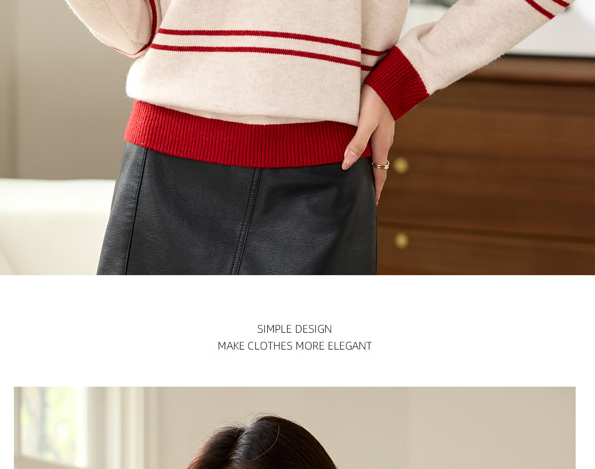 PinCai Women's Classic Striped Colorblock Sweater Early Spring Crew Neck Knitwear P144Z9024 29