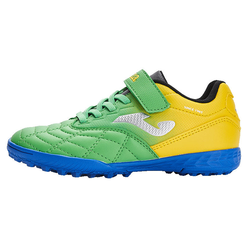 JOMA Velcro Children's Soccer Cleats, Molded Studs for Boys And Girls, Youth Student TF Football Training Shoes, Yellow-Green, Size 29