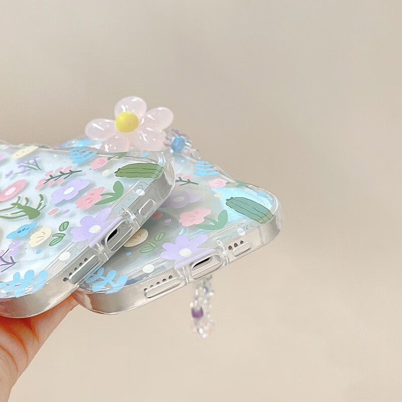 Jiangming Wave Airbag Ultra-thin Lens Full Coverage Anti-fingerprint Anti-fall Clear Fresh Fairy Soft Shell with Hand Strap for Apple 13 Phone Case 7