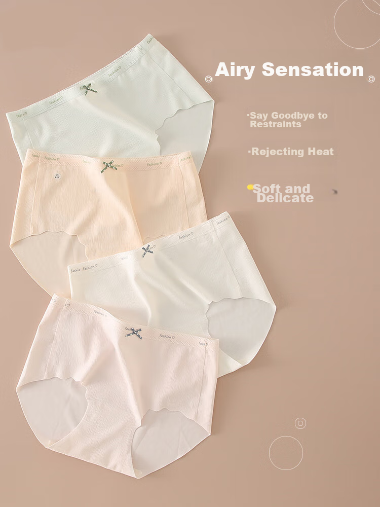 Bejirog 3-Pack Children's Underwear for Girls, Ice Silk Thin Modal Panties for Summer, Puberty 6-16 Years Old Girls, Students 1