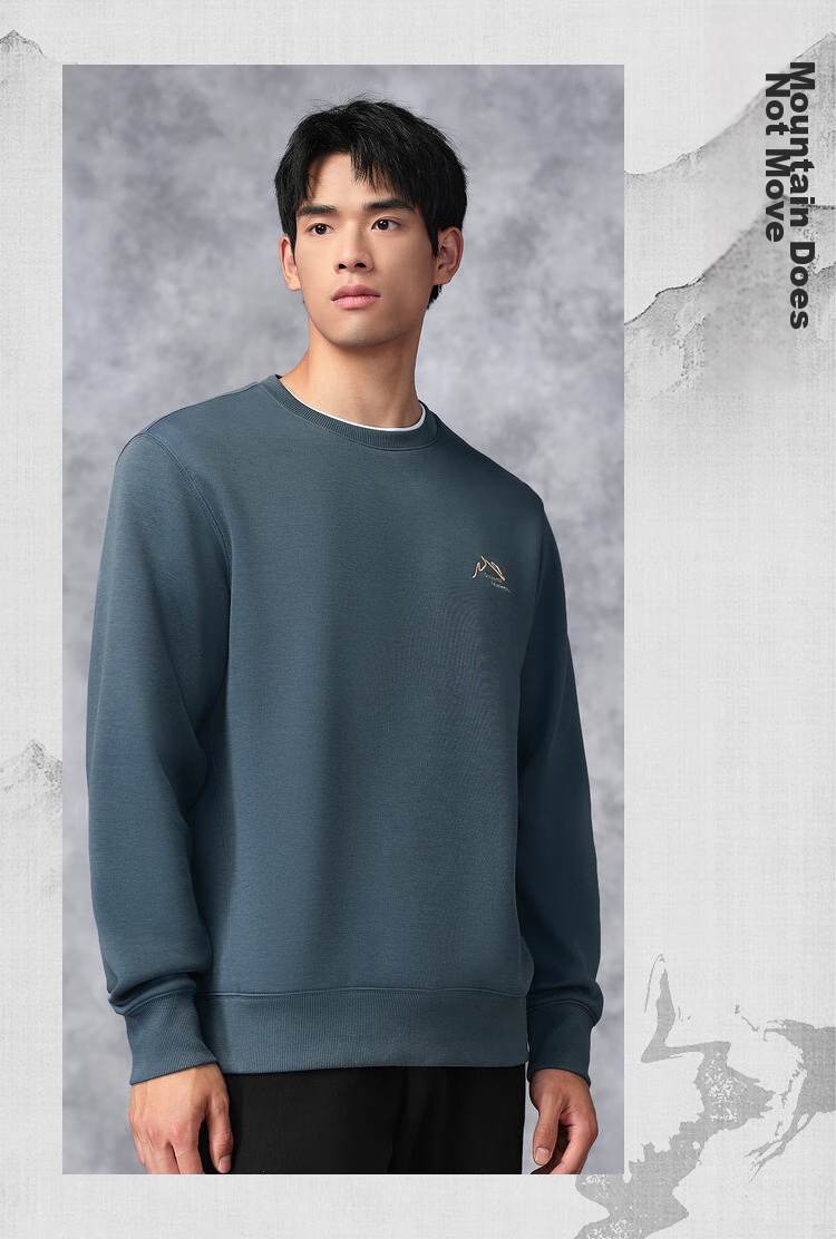 HLAHLA Men's Sweatshirt Mountain Series Embroidered Crew Neck Simple Long Sleeve 10