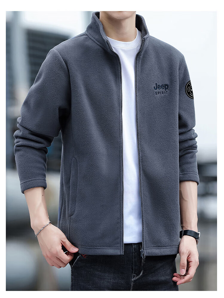 JEEP SPIRIT Men's Jacket, Zip-Up Sweatshirt, Autumn Menswear, Long-Sleeved Loose Casual Trendy Fleece Clothing 3