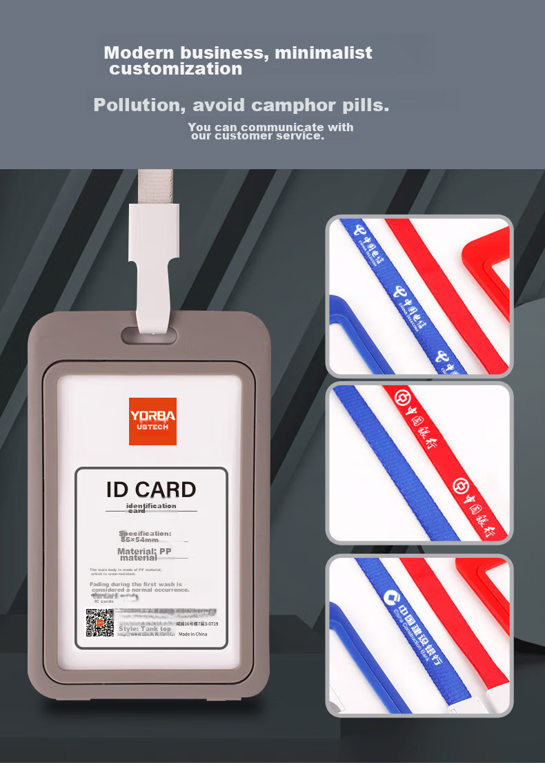 Youbili Business ID Card, Work Badge, Vertical Style with Lanyard, Employee Badge, Factory Badge, Employee Access Card, 6608 Gray, 5 Sets 8