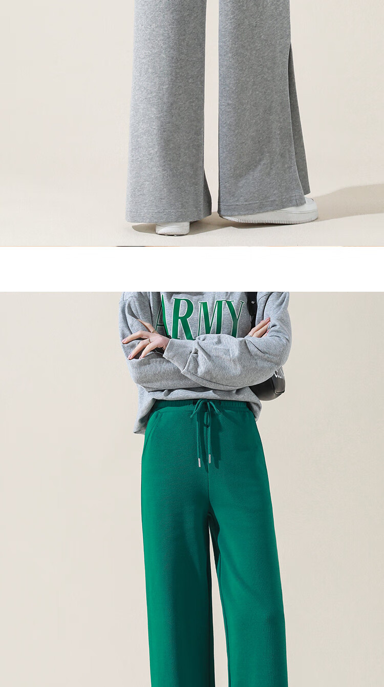 Dme [Knitted Pants] Spring And Autumn Commuter Women's Trousers with Drawstring Elastic Waist Straight Casual Wide-Leg Pants for Wome 16