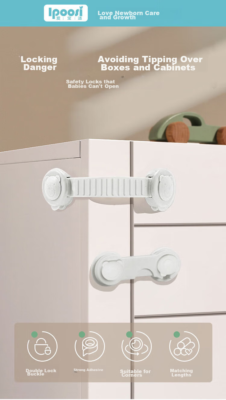 Aibaoshi Baby Child Lock Drawer Latch Safety Lock Anti-Baby Pinch Anti-Opening Pull Door Refrigerator Cabinet Lock, 6 Pieces, S527 1