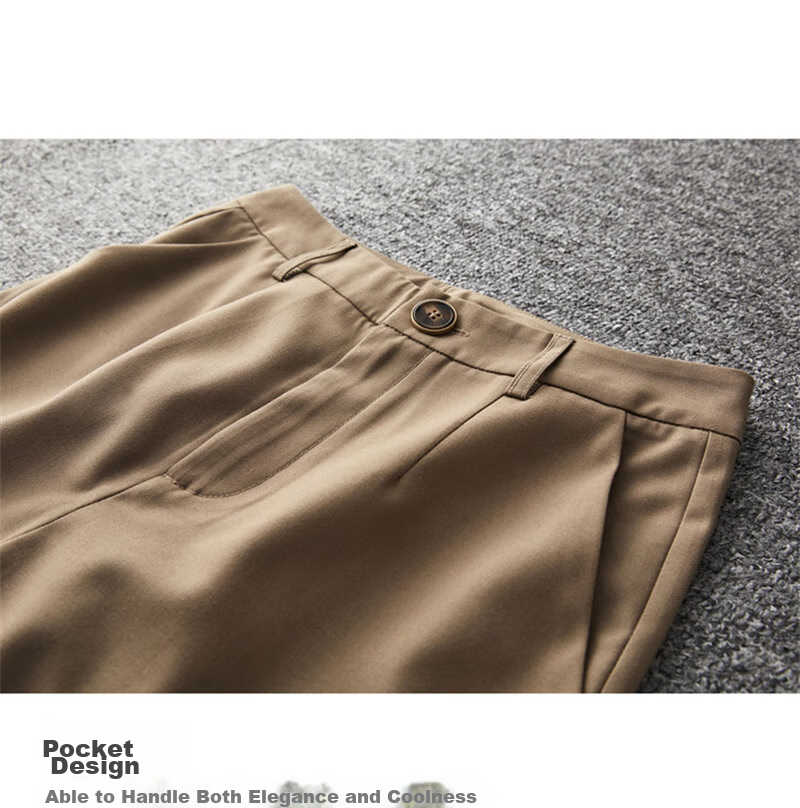 Dme Cropped Pants for Spring And Autumn, New Straight-Leg Suit Pants with Fake Pockets, Casual Trousers for Women, Khaki, S 21