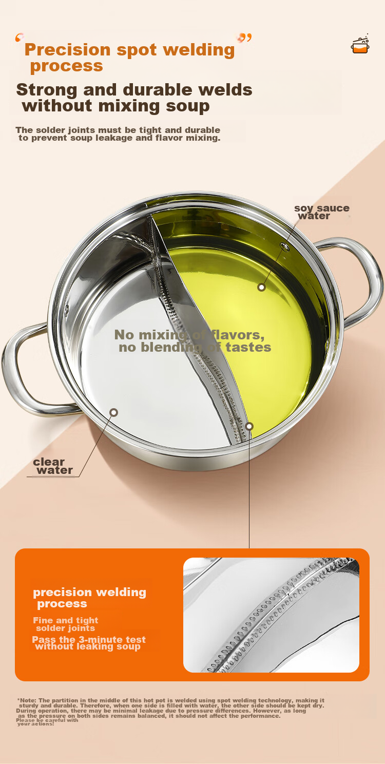 Royalstar Hot Pot, 304 Stainless Steel Soup Pot for Gas And Induction Stoves, Universal Clear Soup Basin, 30cm 10
