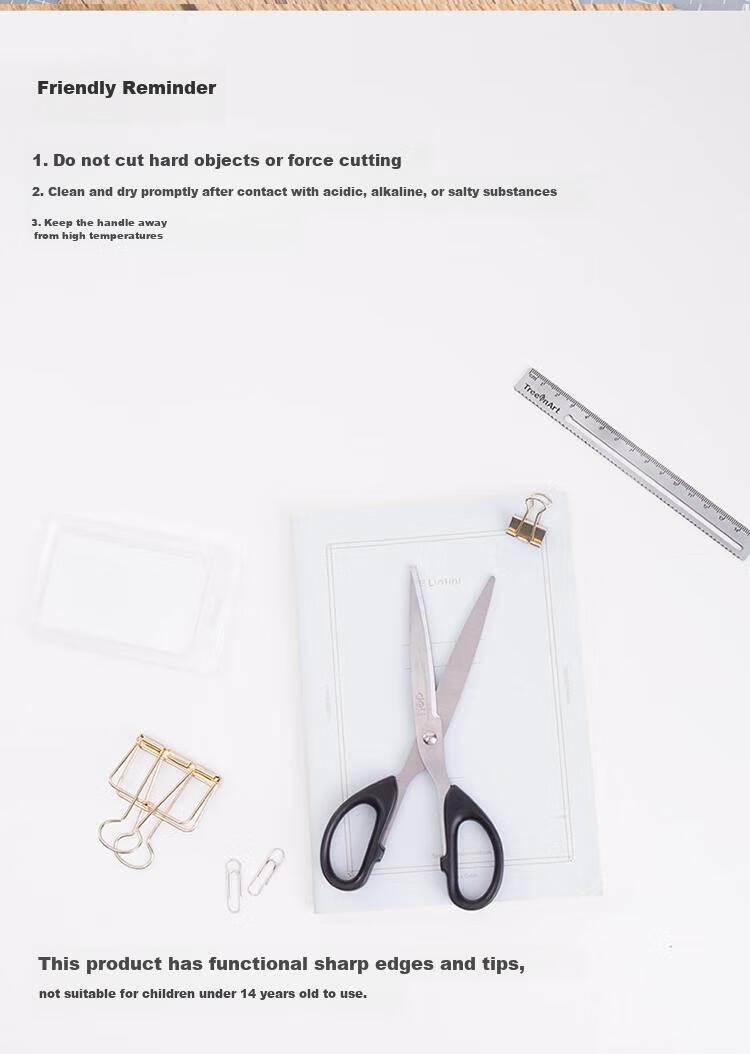 Deli Office Scissors Black Blade Rust-Resistant Medium 180mm Stationery Scissors Courier Knife Tailor Scissors Household Craft Paper Cutting Office Supplies Black 6009-S 7