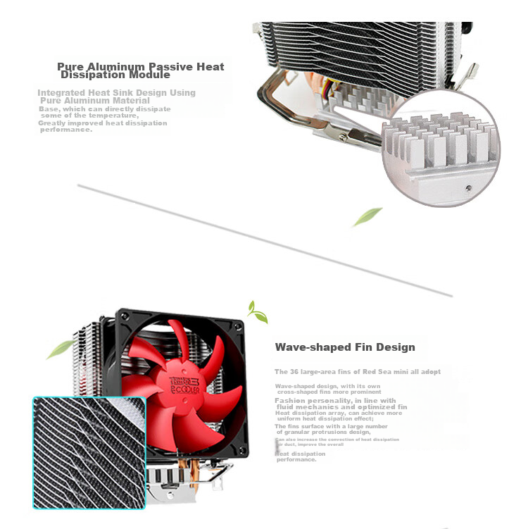 PCCOOLER Red Sea MINI CPU Cooler (Multi-Platform/2 Heat Pipes/Red Sea Mini/8cm Fan/With Thermal Paste) 5