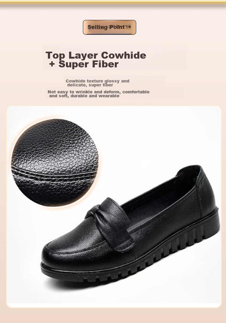 EGCHI Women's Shoes, Middle-Aged And Elderly Mom Shoes, Ladies Leather Shoes, Loafers, HD7518 Casual Style, Size 41 8