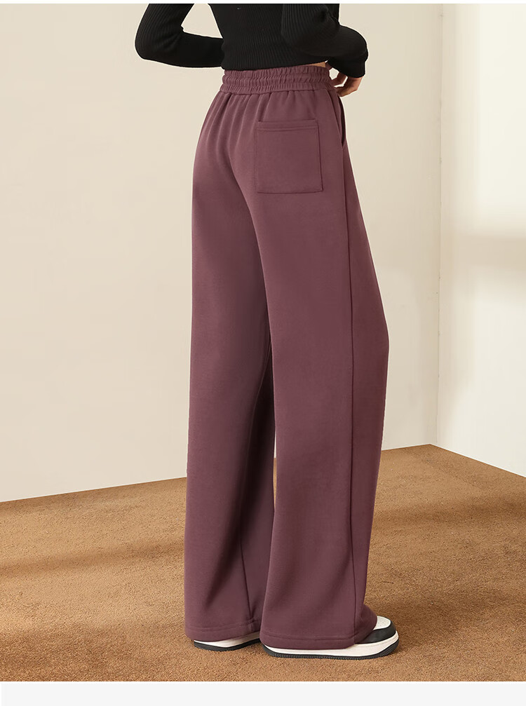 DME Fleece-Lined Thick Warm Slim-Fit Wide-Leg High-End Flattering Loose Elastic Waist Trousers, Black, XL 14