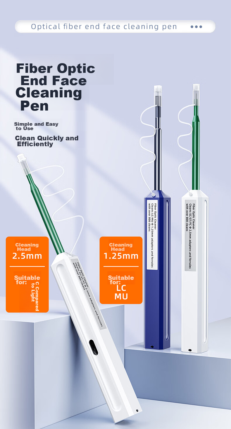 EB-LINK Fiber Optic Cleaning Pen, End Face Cleaning, 1.25mm Push-In Flange Adapter, Optical Module Fiber Optic Cleaner, Suitable for LC/MU Interface 1
