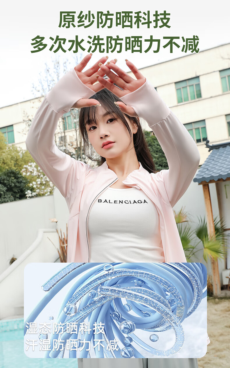 LangSha Ice Silk Sun Protection Clothing for Women, Summer 2024 Outdoor Sports Sun Protection Breathable Cool-Feeling Slim-Fit Cardigan Stand Collar Top Outerwear 3