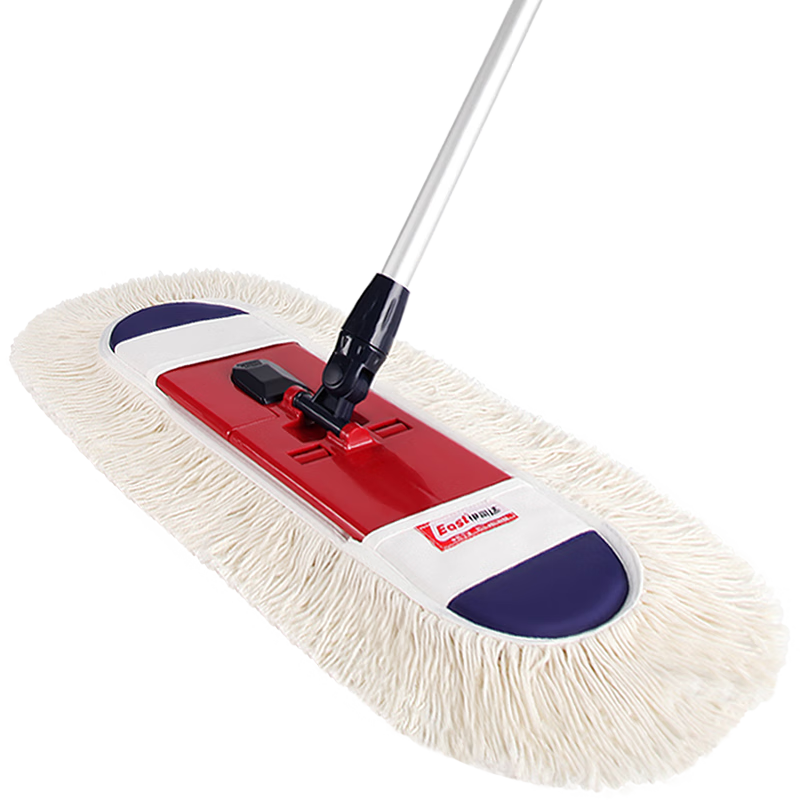 EAST Cotton Yarn Mop, 45cm Aluminum Alloy Handle, 1.35cm Thick, 2 Pieces in Total, Absorbent Household Mop, Flat Floor Mop for Wooden Floors