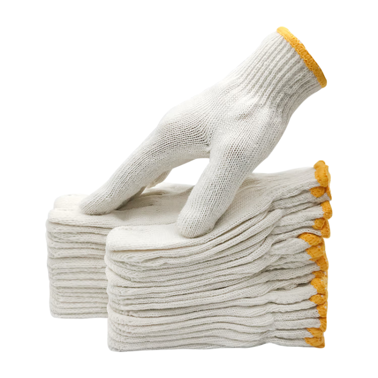 Teweiqiang Cotton Work Gloves, 100 Pairs/pack, 500 Yellow-Edged Thickened Non-Slip Wear-Resistant Industrial Cotton Yar