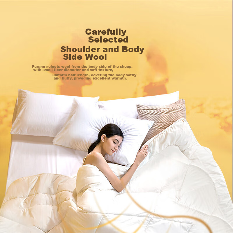 FUANNA Wool Comforter, 51% New Zealand Imported Wool, Double Size Winter Quilt, Approximately 6.6 Jin (3.3 Kg), 203*229cm