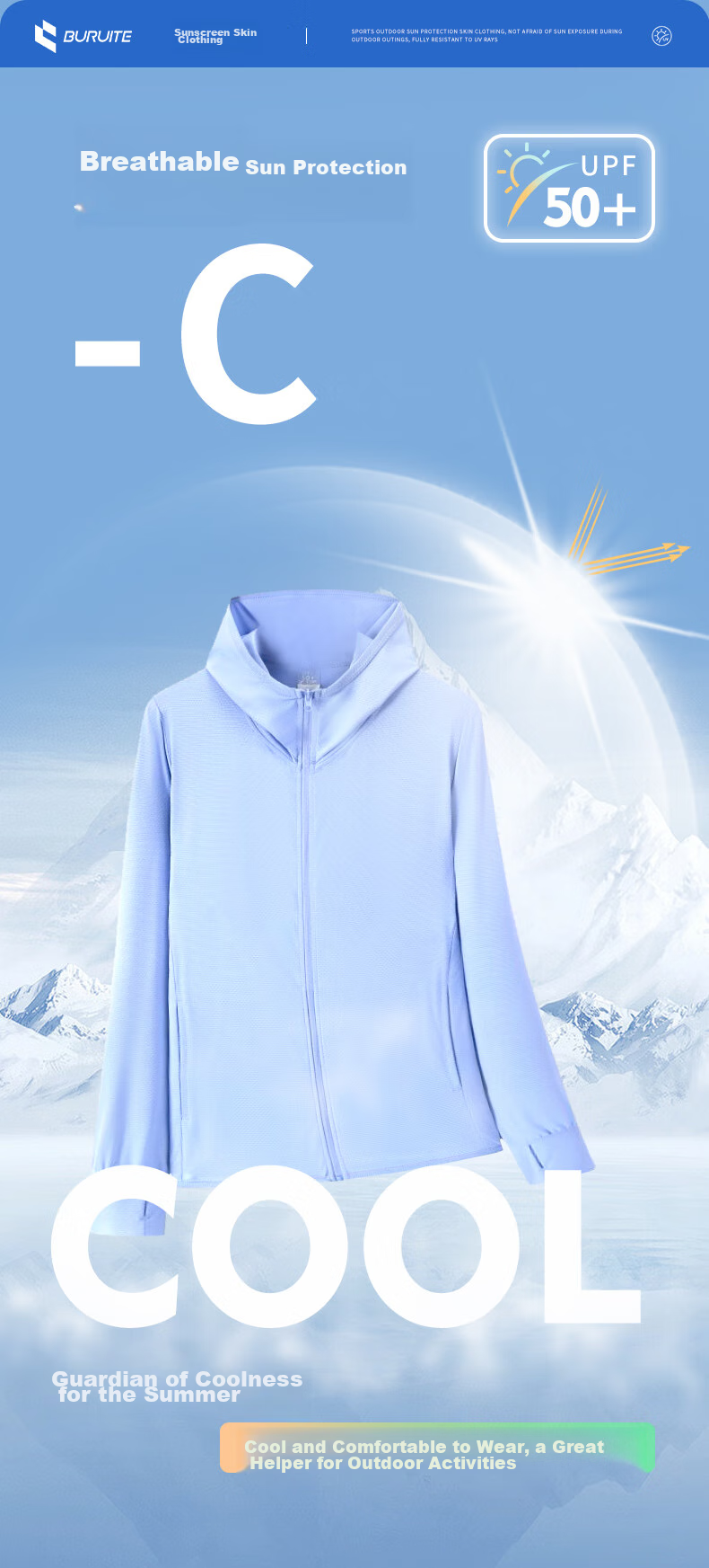 BURUITE Men's Summer UV Protection Lightweight Breathable Sunshade Ice Silk Skin Jacket Outdoor Fishing Windbreaker 5