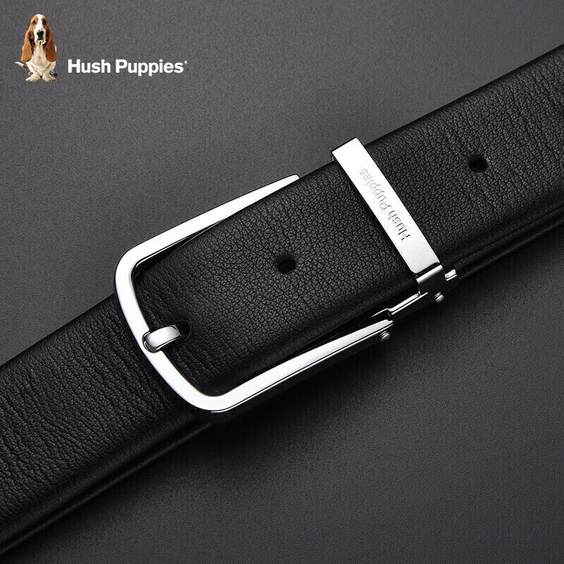 Hush Puppies [Top Grain Leather], Pin Buckle Belt, Men's Waistband, Business Men's Belt, Gift Box, Birthday Present for Father