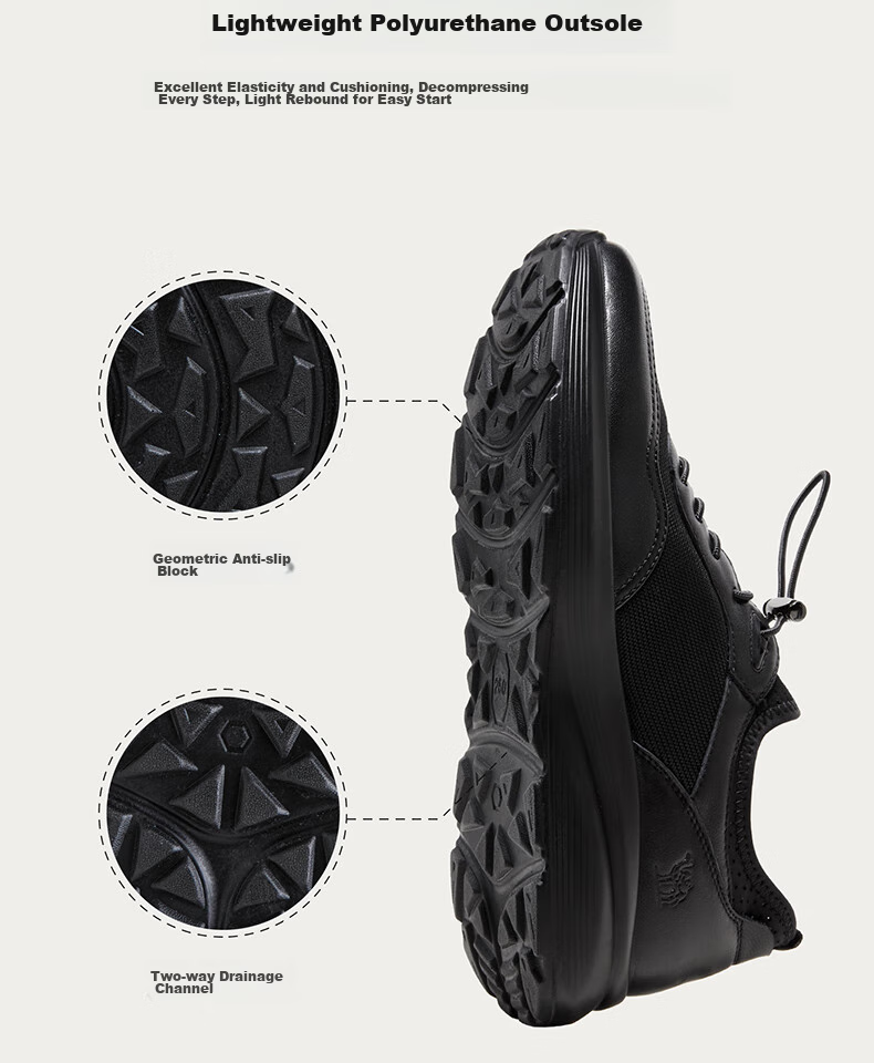 CAMEL Breathable Mesh Cowhide Quick-Wear Business Sports Leather Shoes for Men, G14S220621, Black, Size 38 9