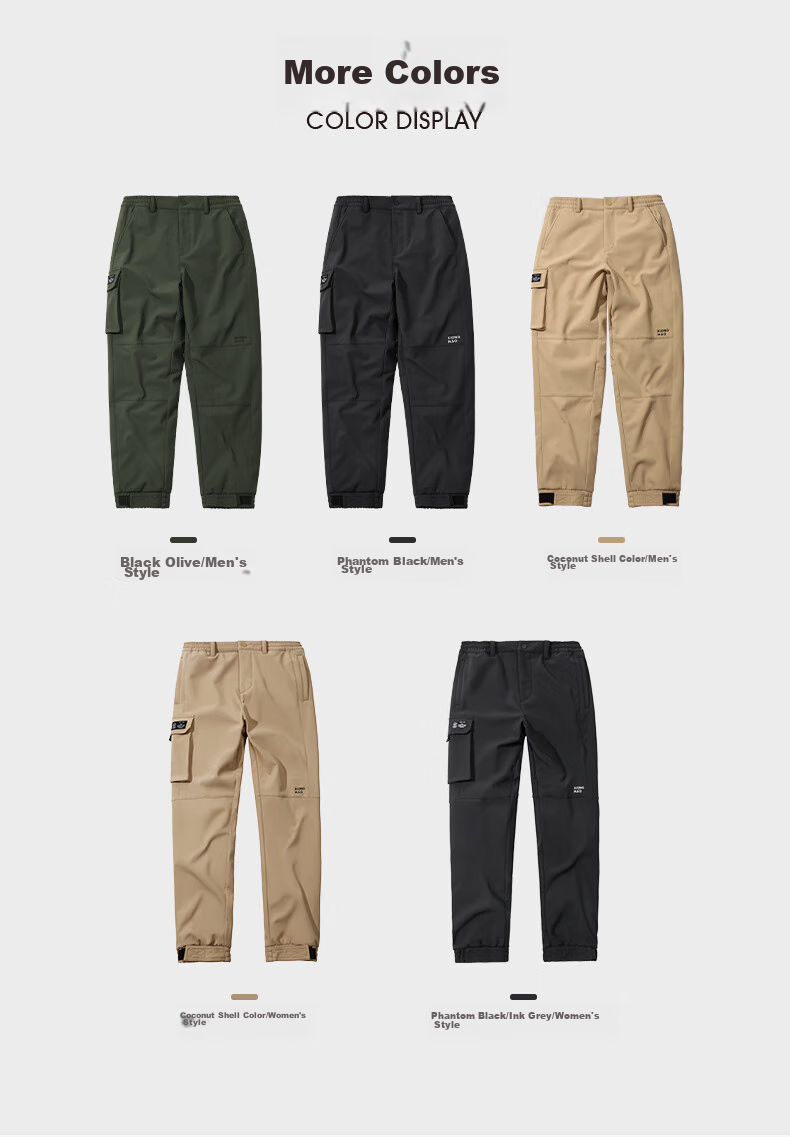 CAMEL Outdoor Loose Soft Shell Pants, Windproof And Cold-Resistant Workwear Straight-Leg Sports Trousers A23CA4a9007 11