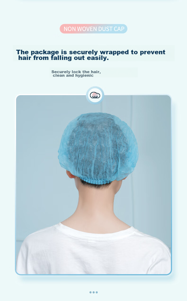 Gongpinxing Disposable Head Cover, Dust-Free Cap Cover, Strip-Shaped Cap Isolation Cap, Blue, 100 Pieces Per Pack 6