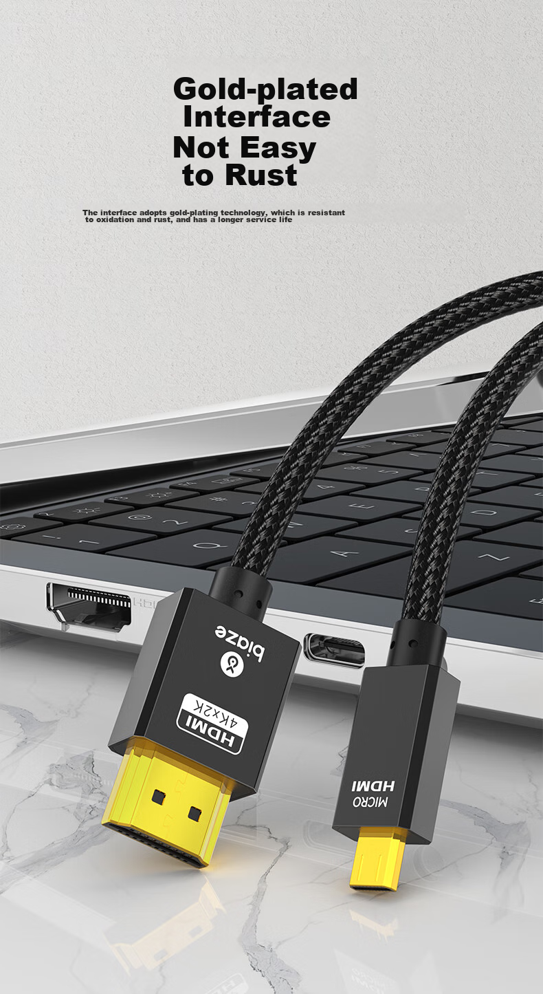 BIAZE Micro HDMI to HDMI Adapter Cable, HDMI 2.0 Version, 4K/60Hz High-Definition Conversion, for Connecting Laptops, Tablets, Cameras to Monitors, TVs, And Projectors 11
