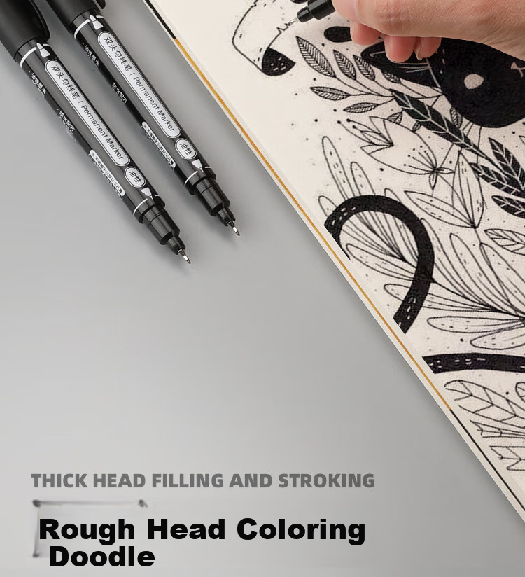 Mont Marte Yikou Series, Dual-Tip Markers Twelve-Pack, Art Student-Specific Black Outline Pens, Waterproof And Oil-Resistant, Quick-Drying Fine Tip Drawing Markers ATOD-CM1206 Art Sketching 12