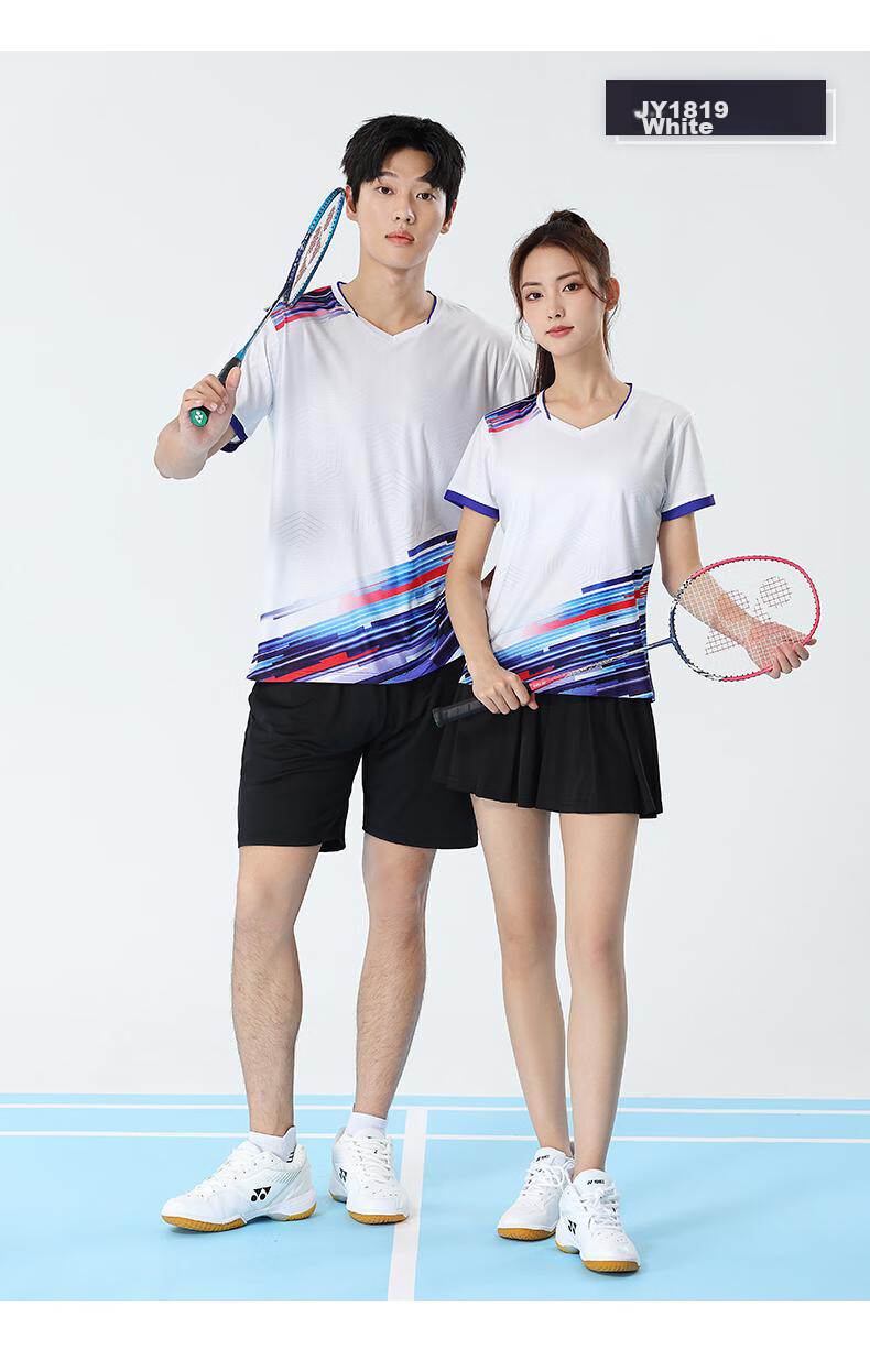 LIEYAO Badminton Customized Competition Set Breathable Short-Sleeve Tennis Shirt LY1816-M White XL 15