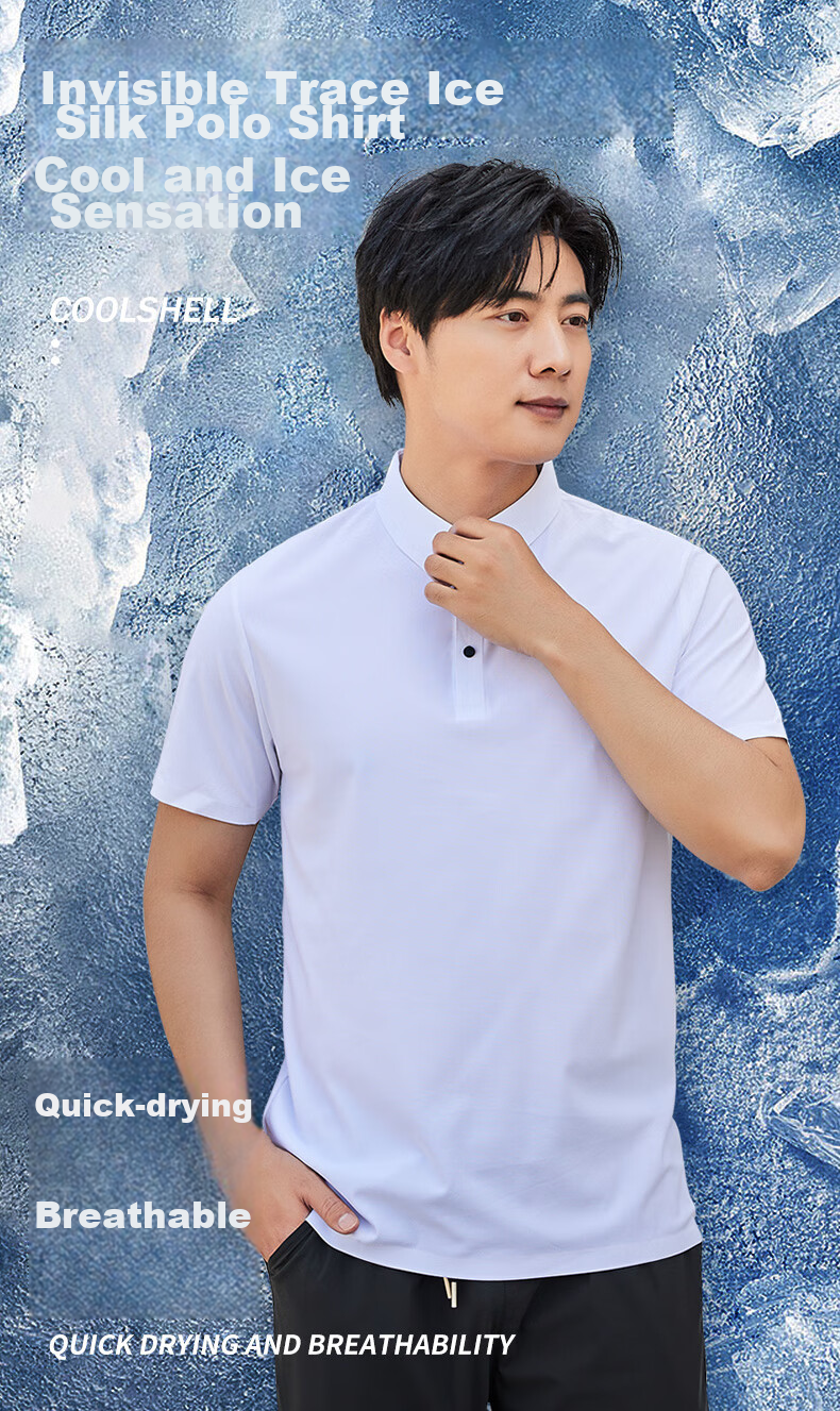 LangSha Men's POLO Shirt, Summer T-Shirt, Sports Quick-Dry Collared Short Sleeve, Ice Silk Breathable, Running Fitness Father's Day Gift 1
