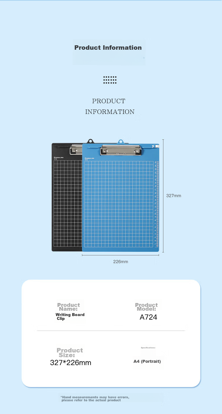 COMIX A4 Multi-Functional Writing Clipboard with Scale, Pad for Order Filling/Group Buying, Blue, A724 8