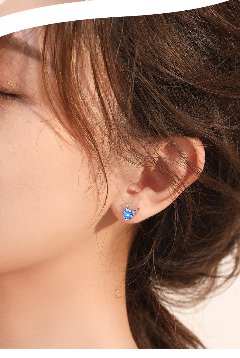 GLTEN Swarovski Zirconium Deer with You Pure Silver 999 Earrings, Women's Ear Studs And Hoops, Birthday Gift for Girlfriend Or Wife 11