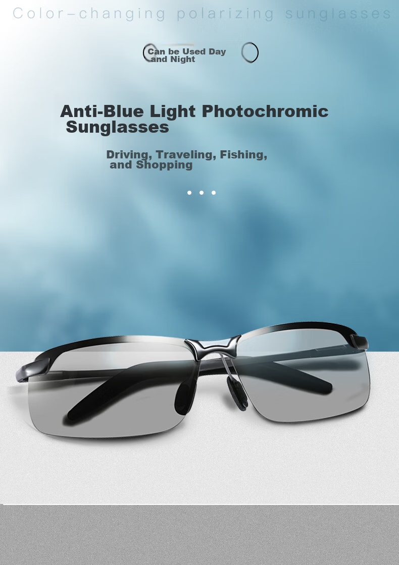 Boliliangpin Upgraded Anti-Blue Light Photochromic Sunglasses for Men, Day And Night Use, Driving Sunglasses, Fishing Goggles, UV Protectio 1