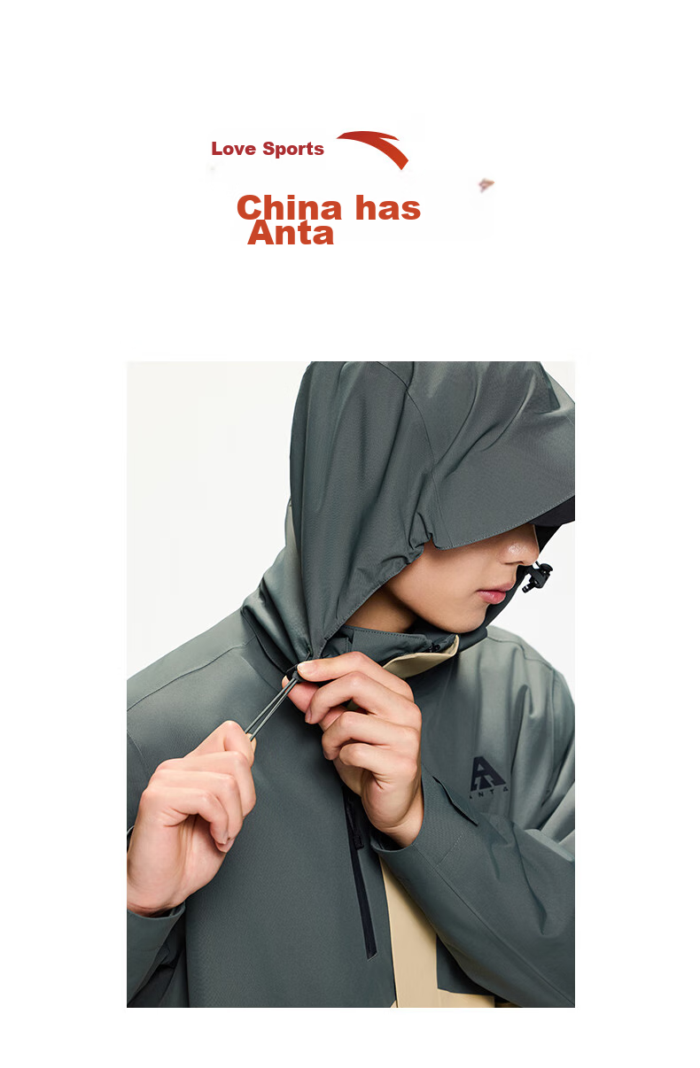 ANTA Water Shell Jacket | Dadi Zhike 3.0 Functional Three-In Jacket for Men, Windproof, Waterproof, Fleece-Lined, Two-Piece Set 49