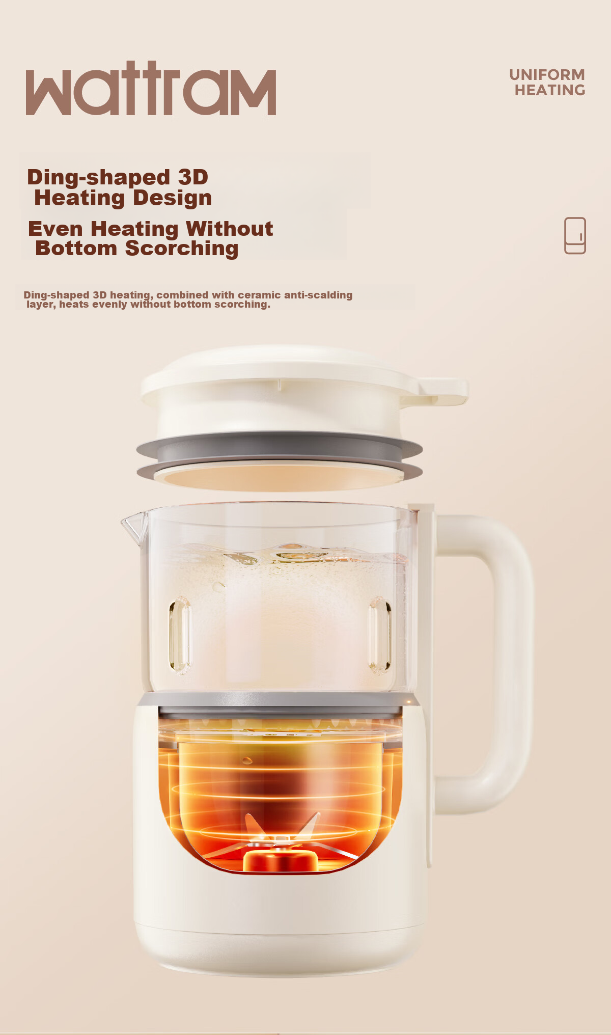 Beiouwolang Mini Refrigerator Blender Soy Milk Maker Quiet Operation Home Use Food Processor Heating Fully Automatic Juicer Multi-Functional Easy-To Cereal Health Supplement Machine M1 11