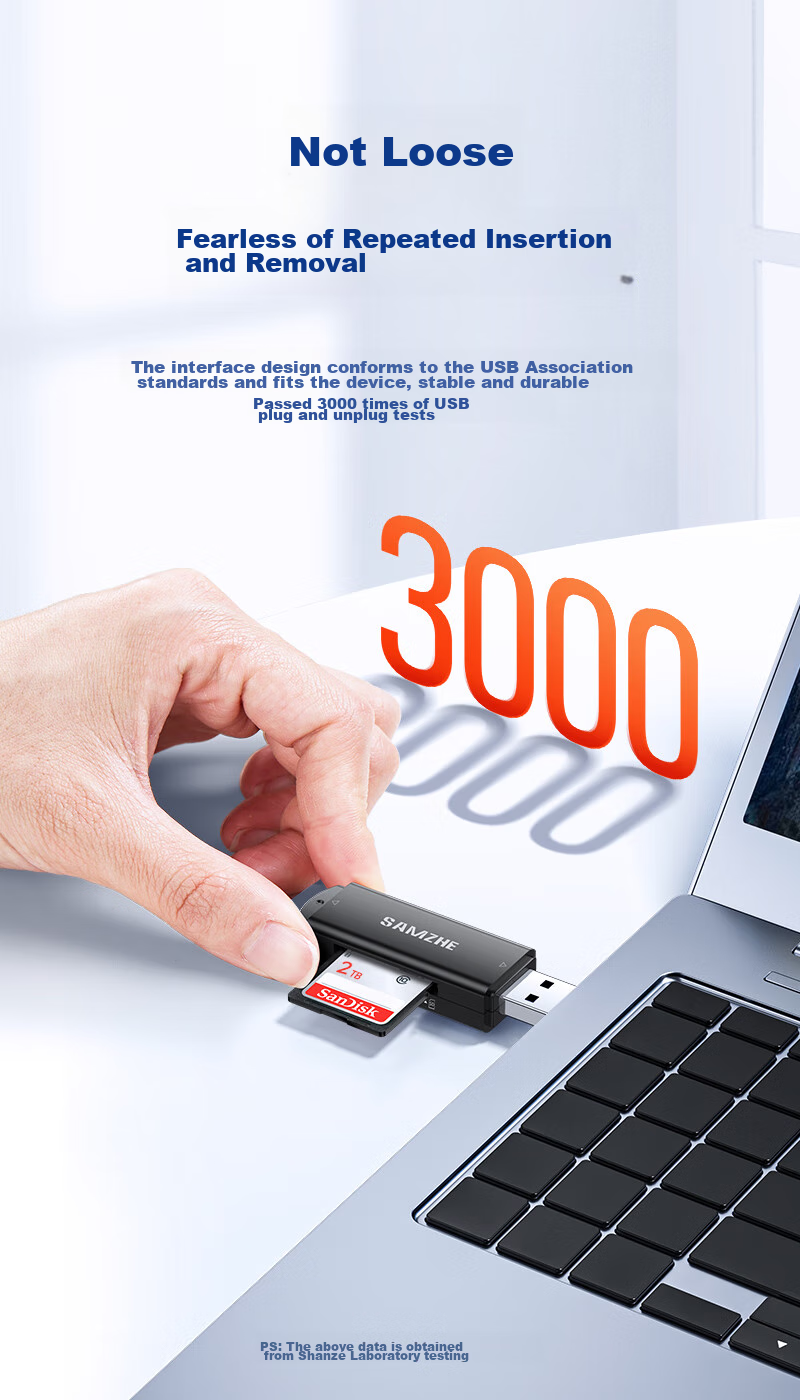 SAMZHE USB3.0 High-Speed Card Reader, Multifunctional SD/TF Card Reader All-In, Supports Smartphones, DSLR Cameras, Dash Cams, Surveillance Memory Cards CRA01B 9