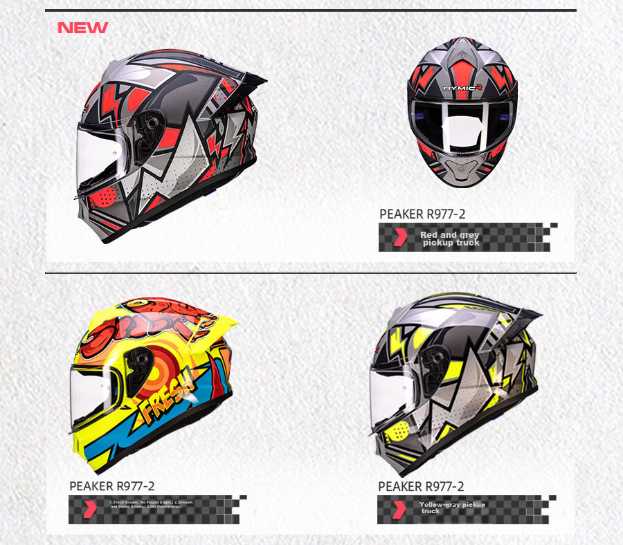 RYMIC Motorcycle Helmet, Full-Face, 3C Certified, Professional Motorbike Riding Helmet, Racing Helmet, All-Season, for Men And Women, 977 Blue-Gray Flying Blade, Size L 18