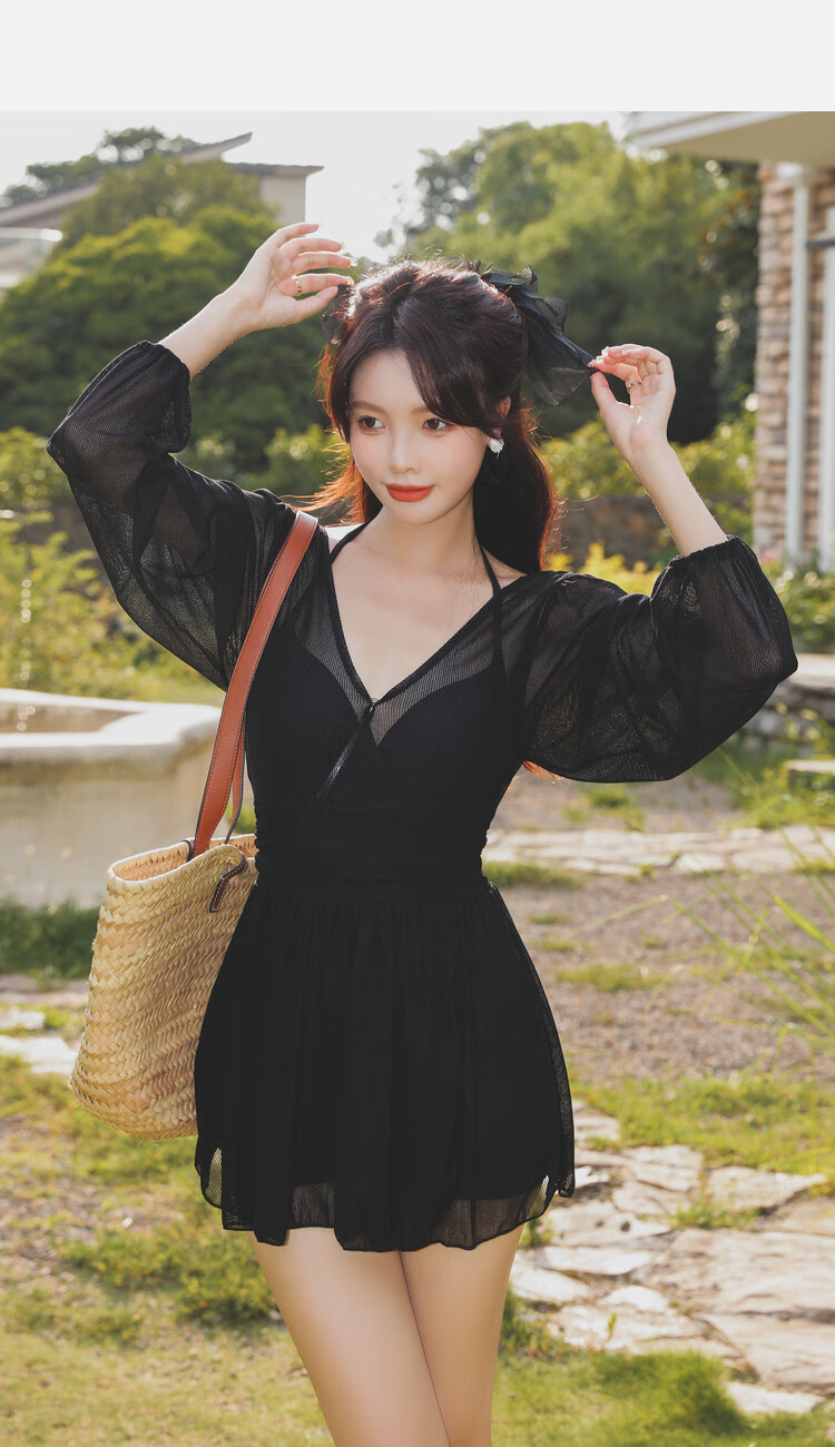 Yimeishan Women's Adult Swimsuit 2025 New Popular One-Piece Plus Size Slimming Hot Spring Beach Vacation Cover-Up Dress 9