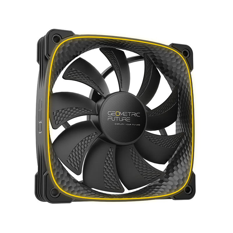 GeometricFuture Case Cooling Fan, Longshen 2503R Reverse Blade Fan, Black, ARGB Light Synchronization/PWM Speed Control, Single Pack