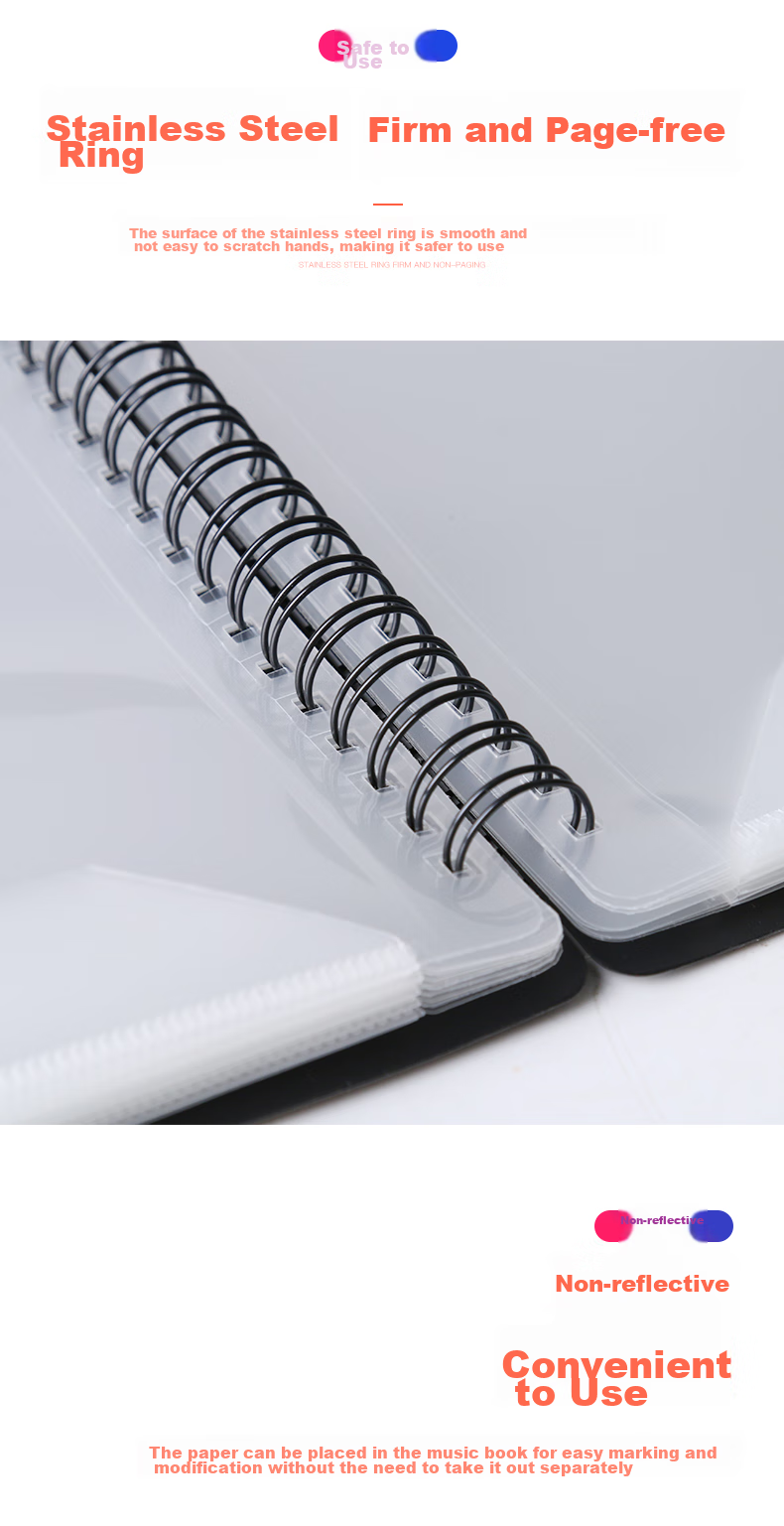 Maneryuepu A4 Sheet Music Folder, Piano Score Folder, Songbook Holder, Guitar And Guzheng Folder, 20 Pages Can Hold 40 Sheets, Multifunctional Music Folder 9