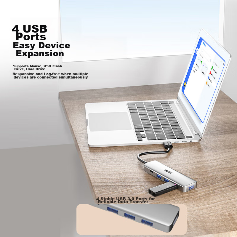 ZLEUE USB3.0 Hub Splitter, HUB Expansion Dock, Laptop Desktop Computer One-To Extension Cable with Power Port, 0.2 Meters ZL-ZHUB02