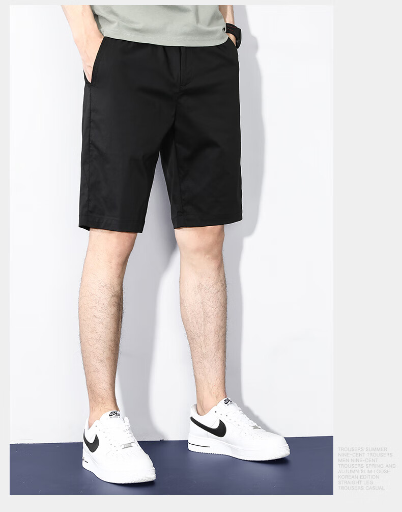 ROMON Men's Shorts, Summer, Large Size, Cotton, Elastic, Breathable, Casual Five-Point Shorts, Men's Clothing, CC2113, Black, Size 31 6