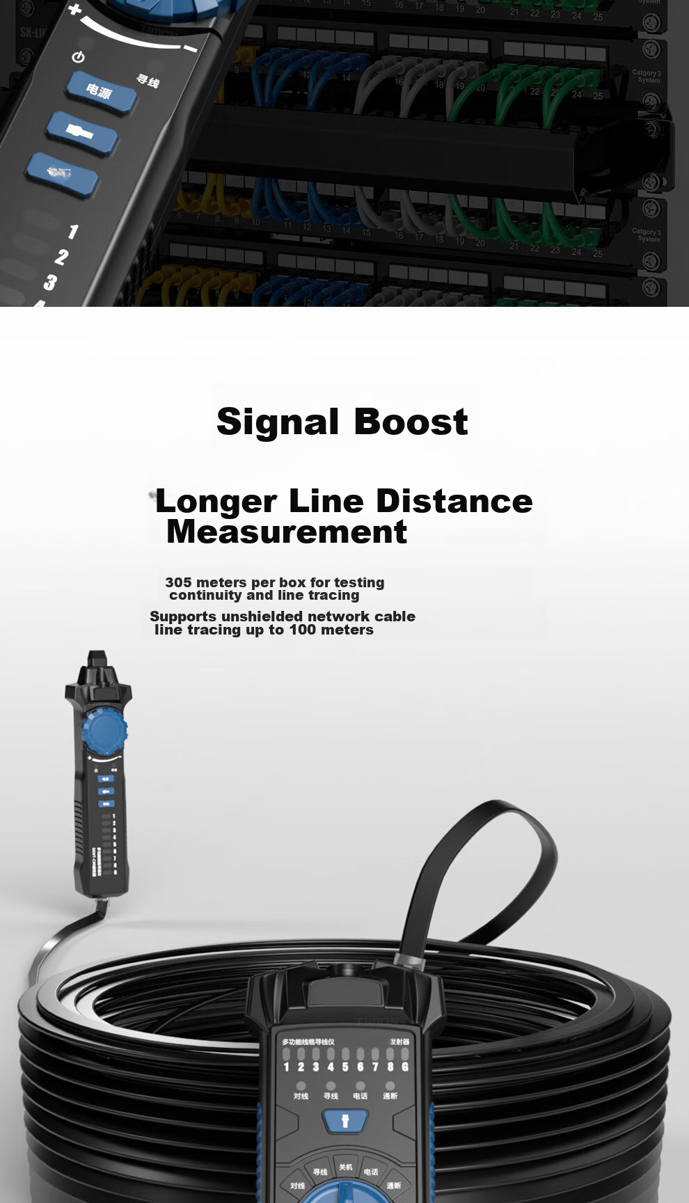 TIMON Network Cable Tester, Multifunctional Telephone And Network Line Tracer, Cable Tester, Wire Connector, Line Finder Tool, Continuity Tester, Anti-Interference, 60V Voltage-Resistant Cable Testing Kit 7