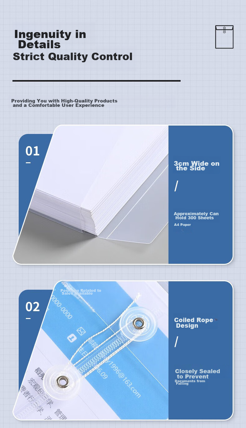 Taidang 10 Transparent File Folders, 3cm Plastic A4 Size, Waterproof Document Bags, PP Office File Storage, Thickened Version TA02155 6