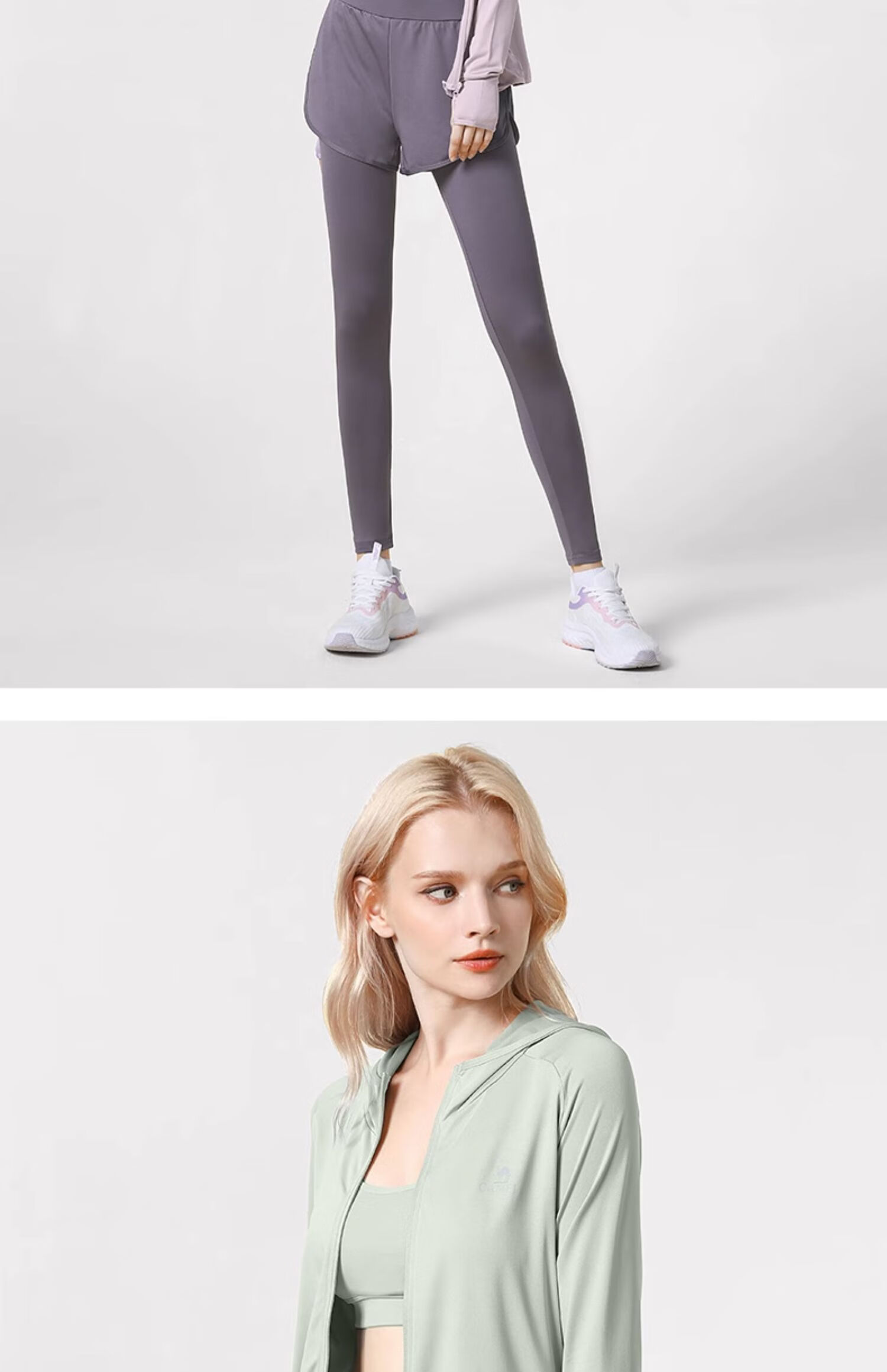 CAMEL Yoga Outfit for Women, Long-Sleeve Autumn And Winter Sportswear, Morning Running Clothes YK22255493, Sky Blue/navy Blue 17