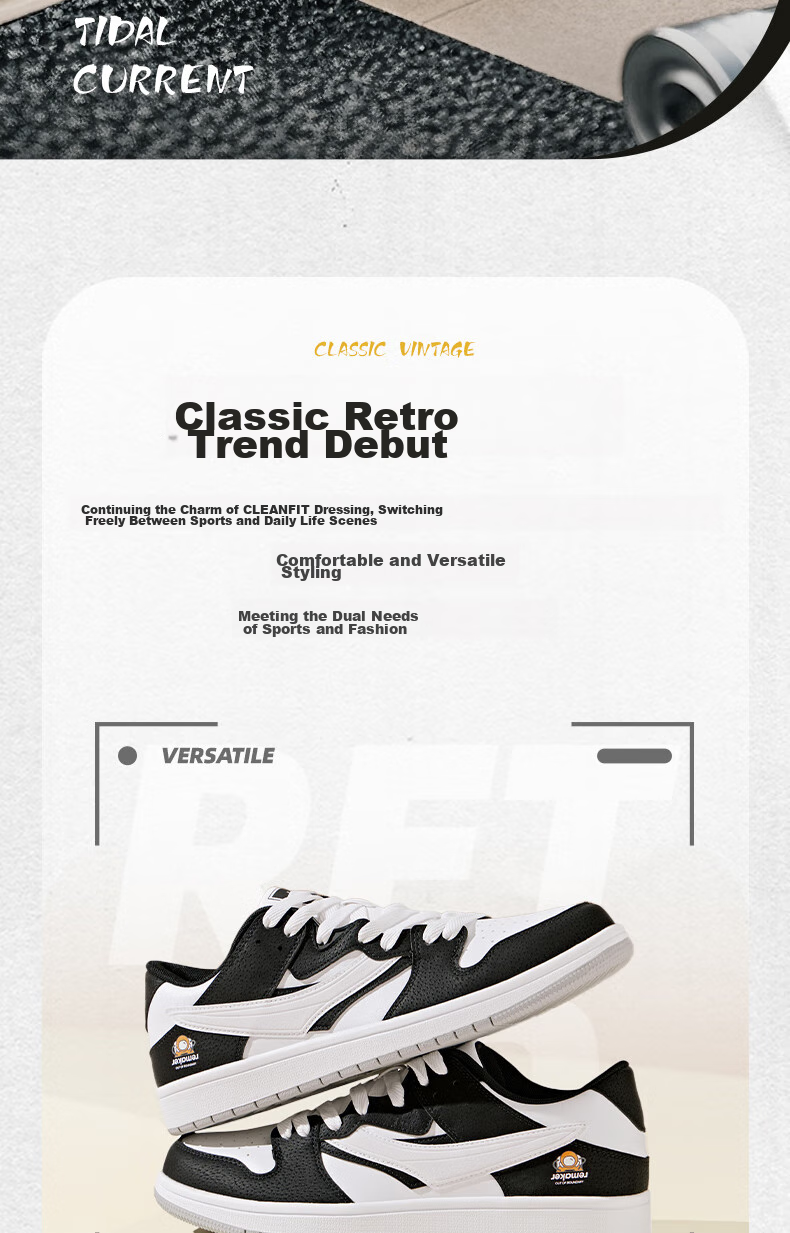 QIAODAN Men's Skateboard Shoes, Summer Low-Top Panda Trendy Versatile Non-Slip Casual Sneakers 3