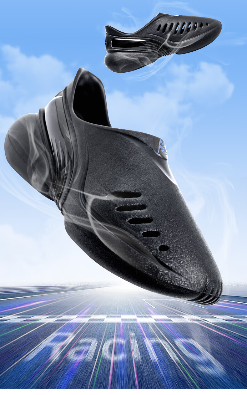 RIGORER Men's Breathable Sandals And Hole Shoes, Waterproof Non-Slip Thick-Soled Basketball Sports Slippers, RIGORER Black, Size 44 12