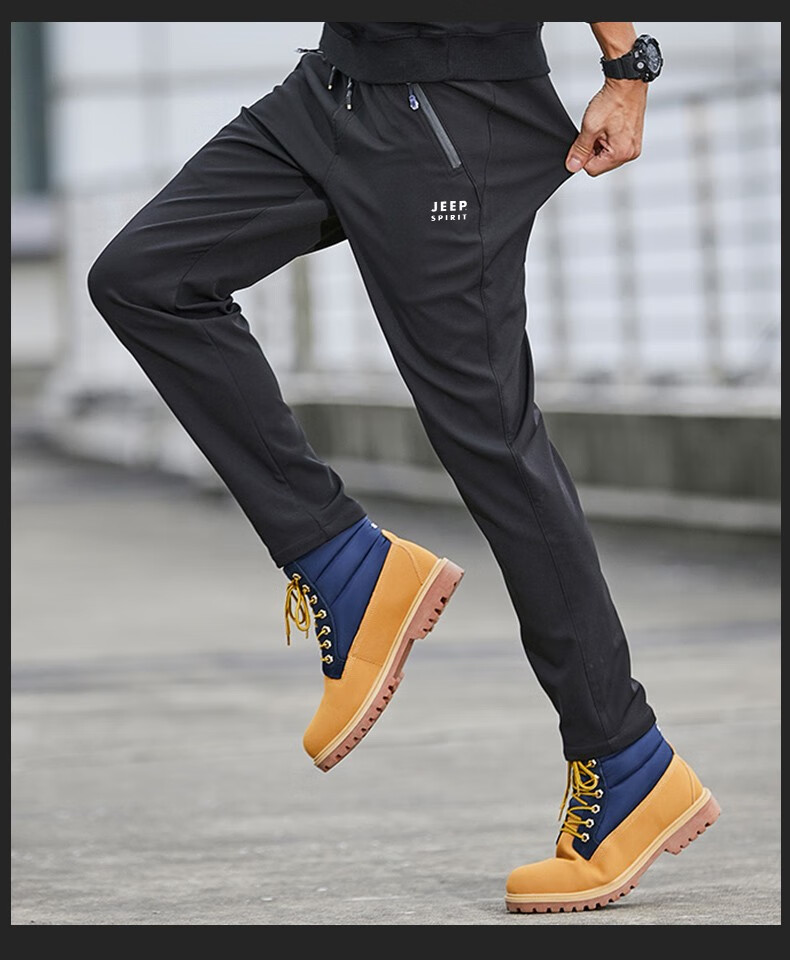 JEEP SPIRIT Men's Sports Pants, Spring And Autumn Casual Trousers, Loose-Fitting Tactical Long Pants, Outdoor Long Pants for Men, Gray, 2XL 14